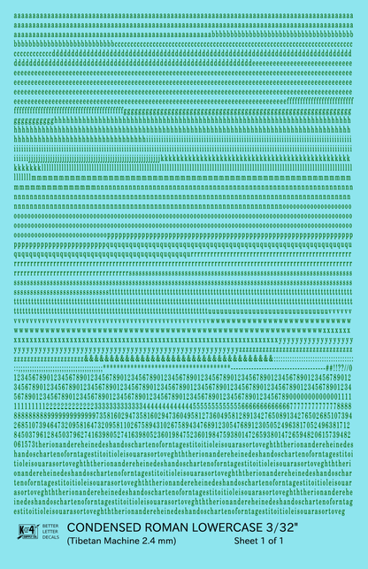 Lowercase Condensed Roman Letter Number Alphabet