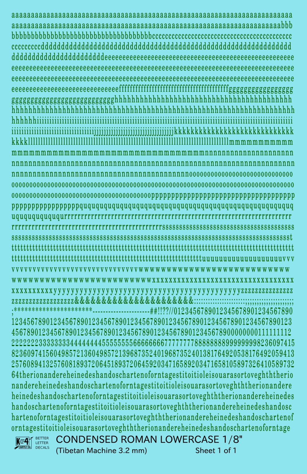 Lowercase Condensed Roman Letter Number Alphabet