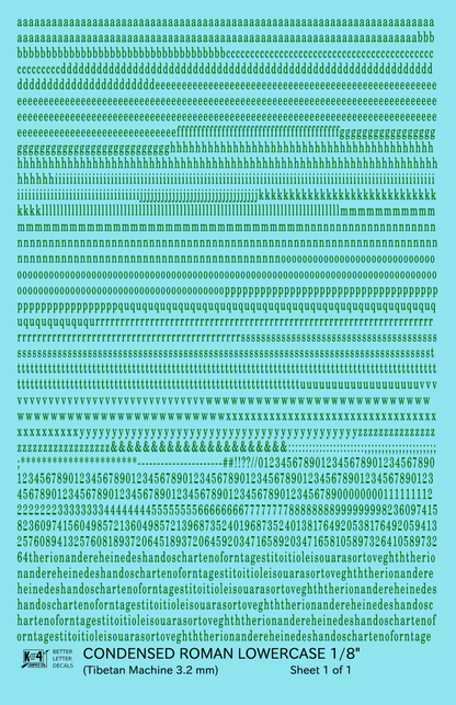 Lowercase Condensed Roman Letter Number Alphabet