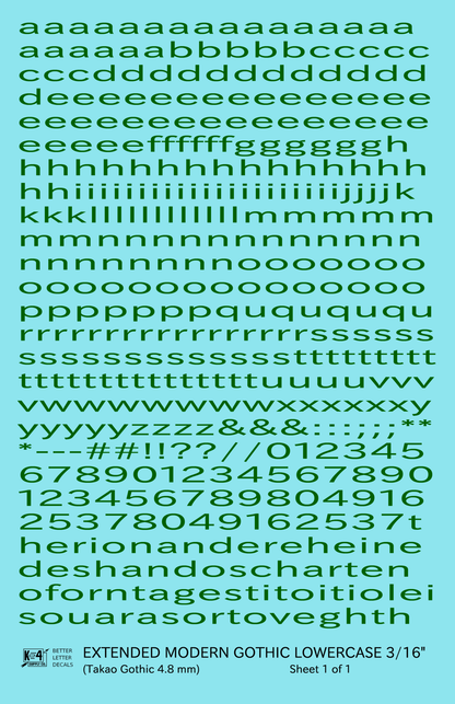 Lowercase Extended Modern Gothic Letter Alphabet