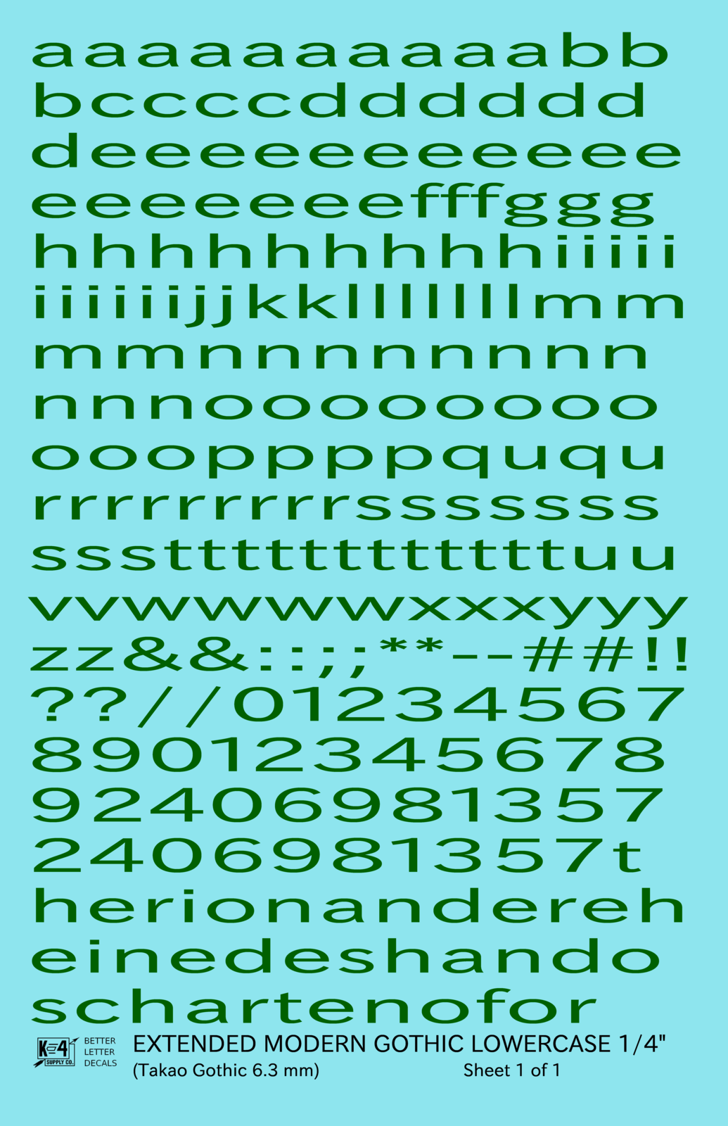 Lowercase Extended Modern Gothic Letter Alphabet