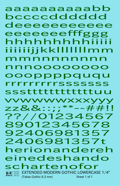 Lowercase Extended Modern Gothic Letter Alphabet