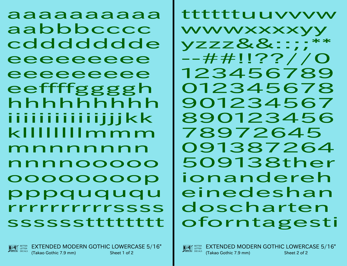 Lowercase Extended Modern Gothic Letter Alphabet