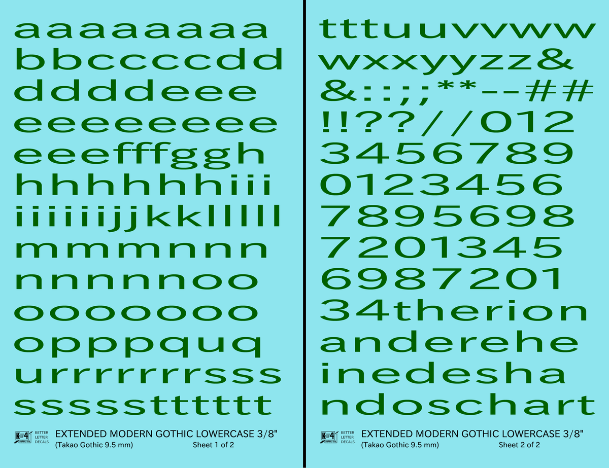 Lowercase Extended Modern Gothic Letter Alphabet