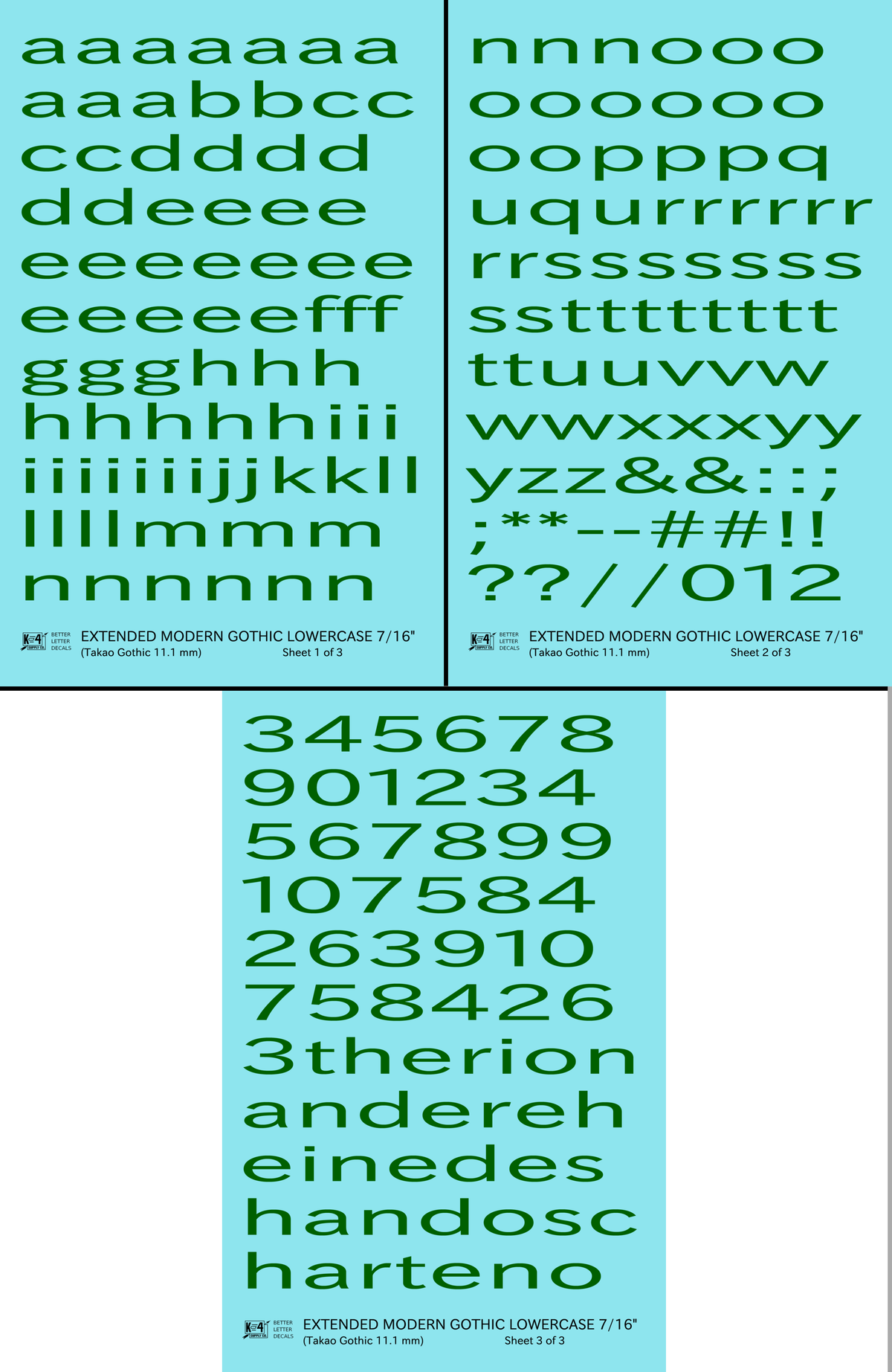 Lowercase Extended Modern Gothic Letter Alphabet