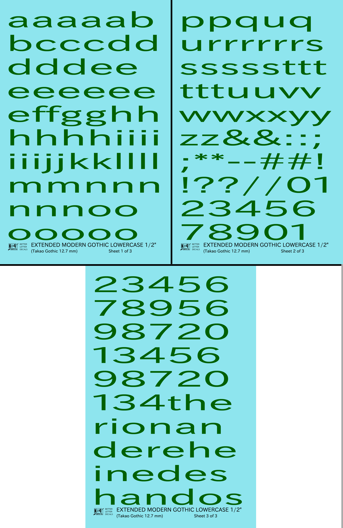 Lowercase Extended Modern Gothic Letter Alphabet