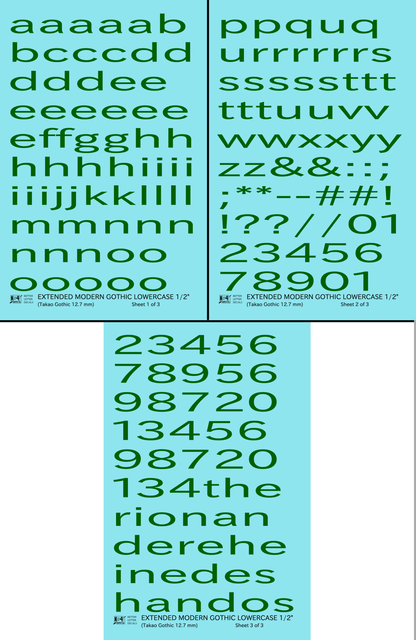 Lowercase Extended Modern Gothic Letter Alphabet