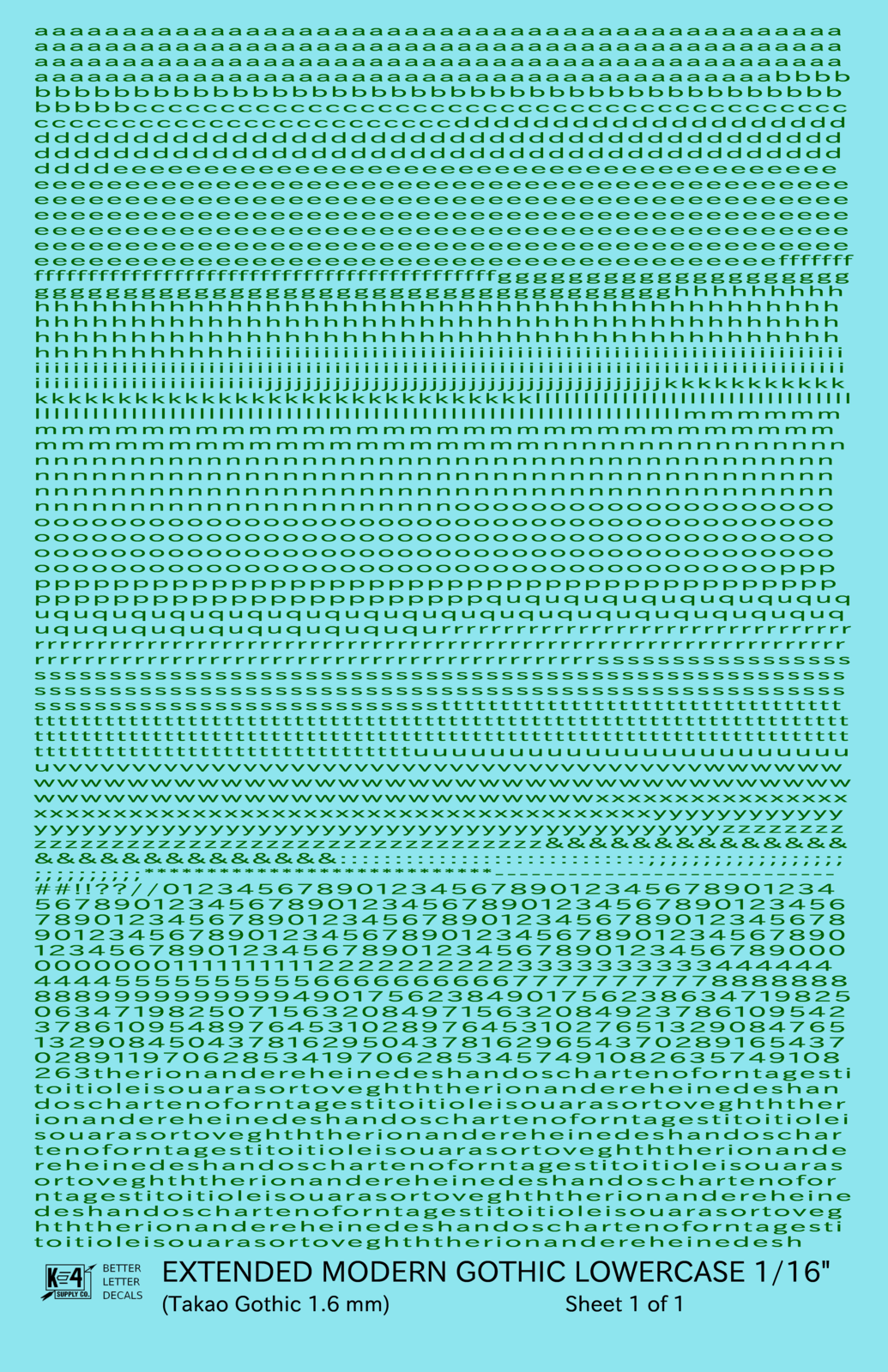 Lowercase Extended Modern Gothic Letter Alphabet