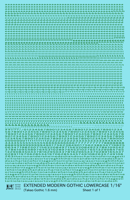 Lowercase Extended Modern Gothic Letter Alphabet