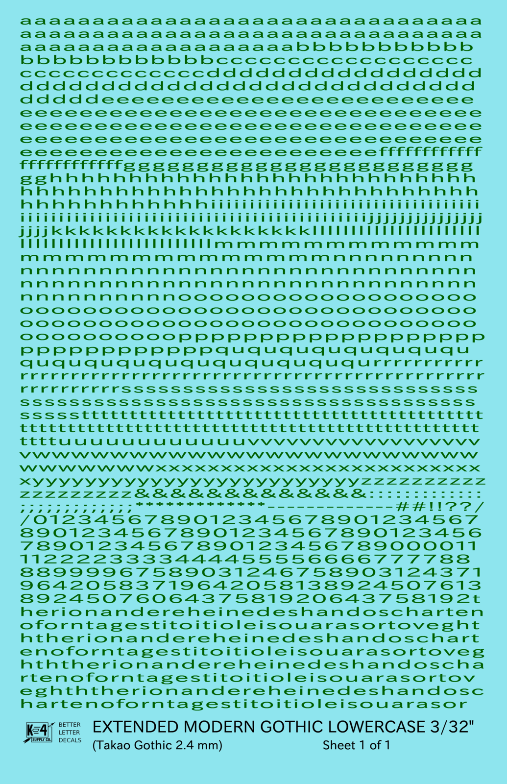 Lowercase Extended Modern Gothic Letter Alphabet