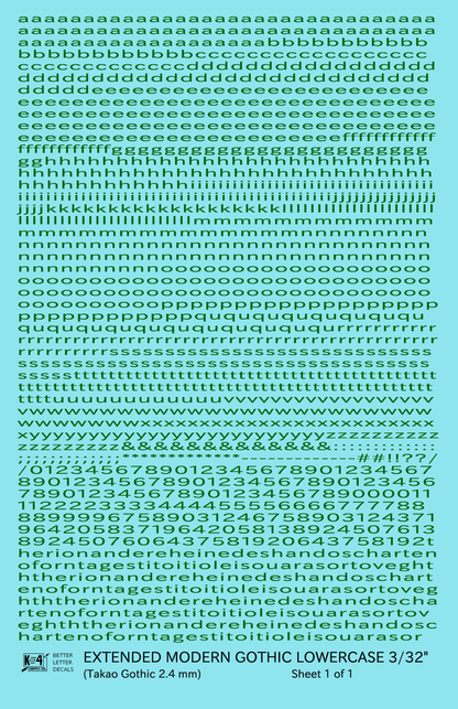 Lowercase Extended Modern Gothic Letter Alphabet
