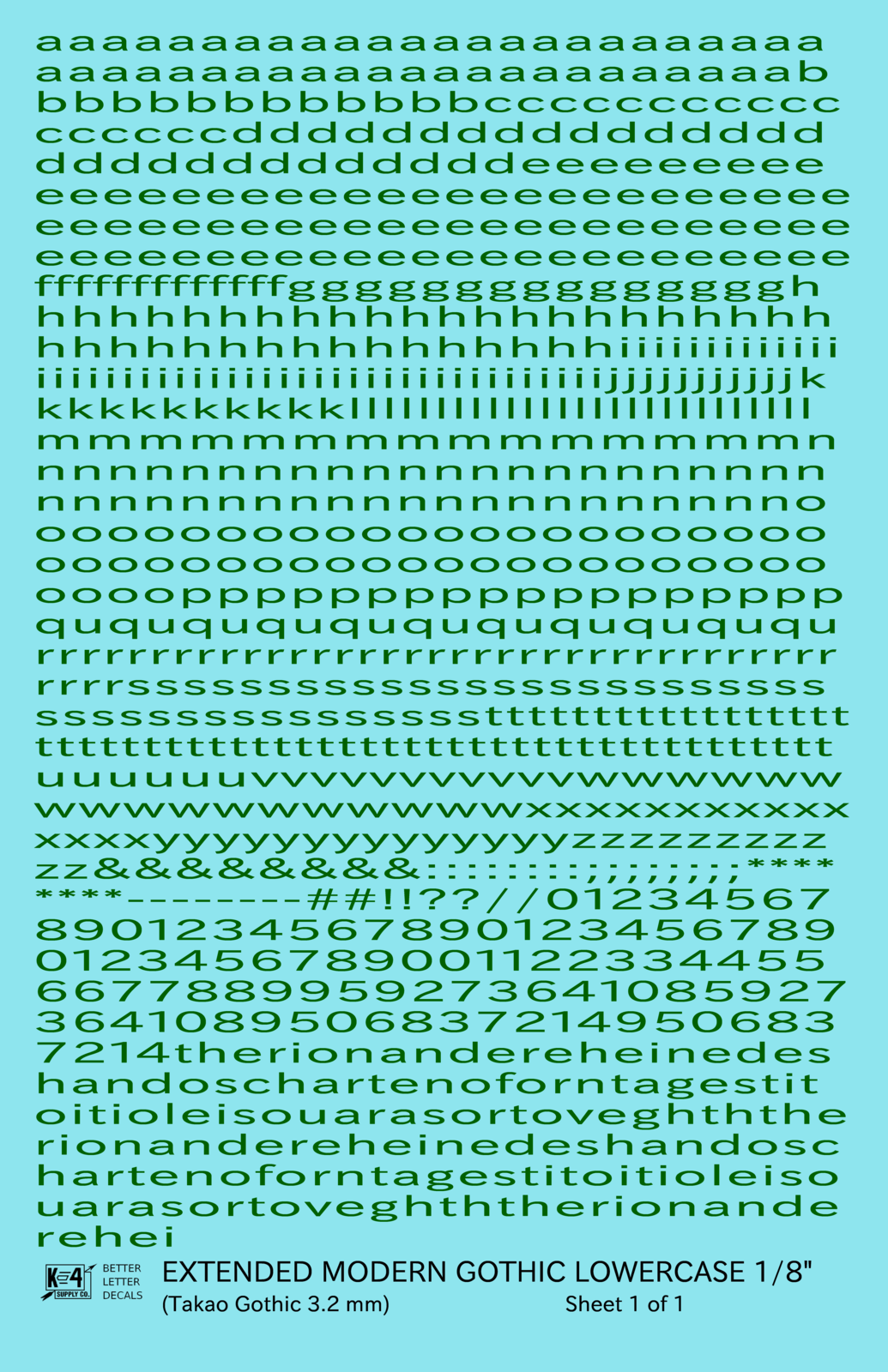 Lowercase Extended Modern Gothic Letter Alphabet