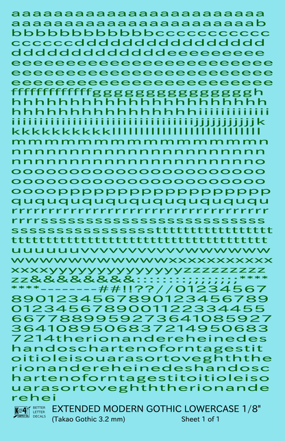 Lowercase Extended Modern Gothic Letter Alphabet