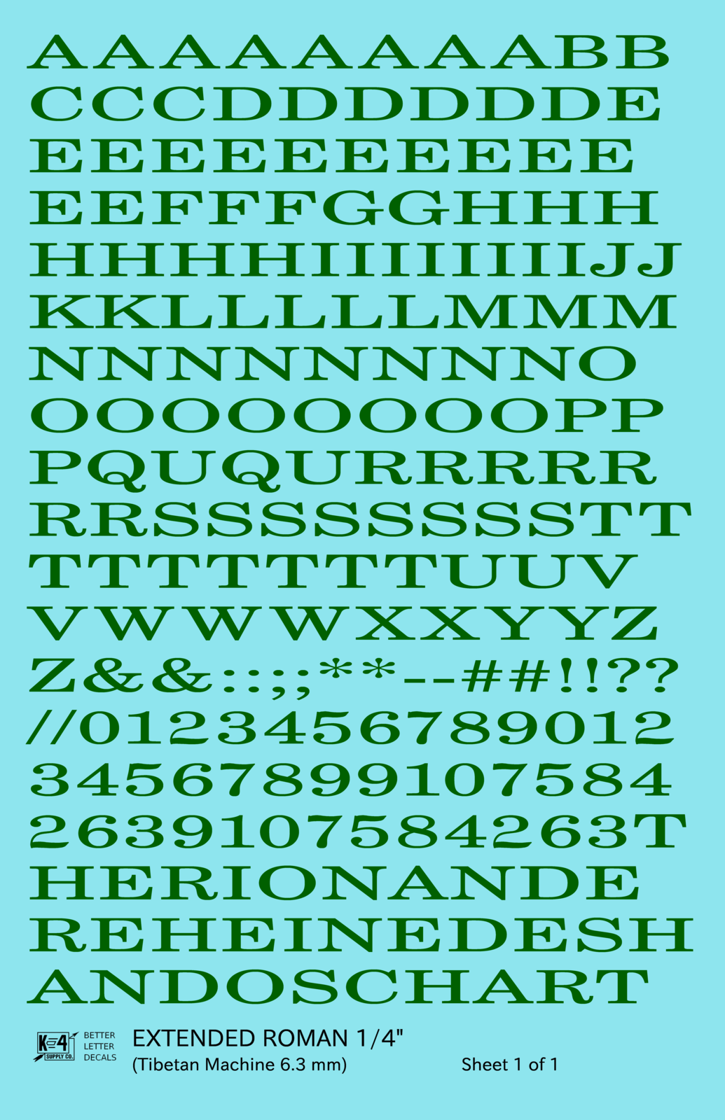 Extended Roman Letter Number Alphabet