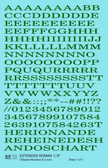 Extended Roman Letter Number Alphabet