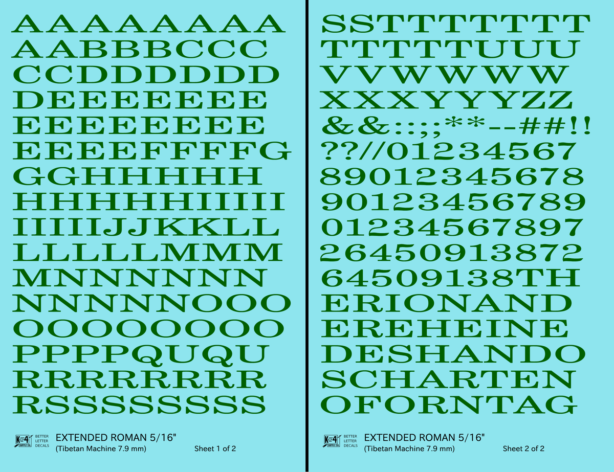 Extended Roman Letter Number Alphabet