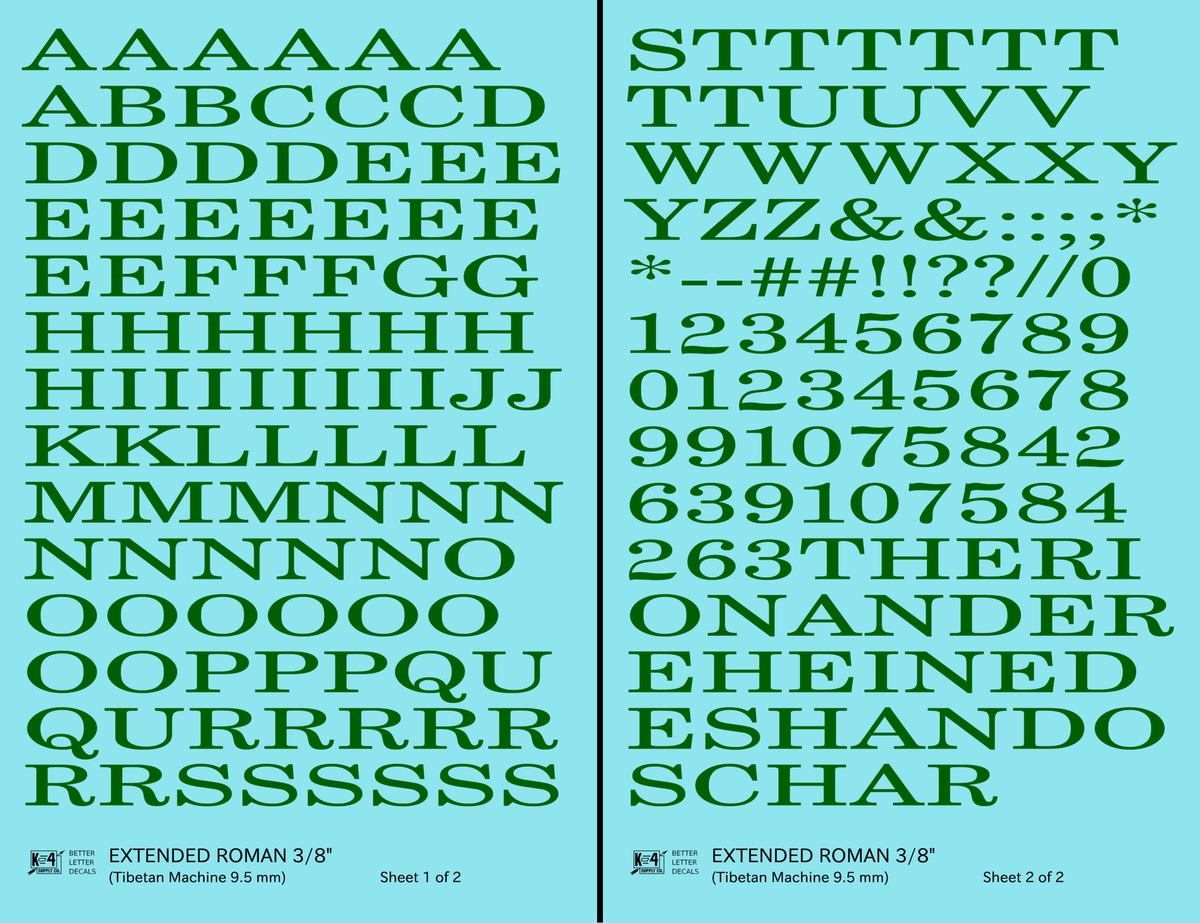 Extended Roman Letter Number Alphabet