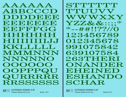 Extended Roman Letter Number Alphabet
