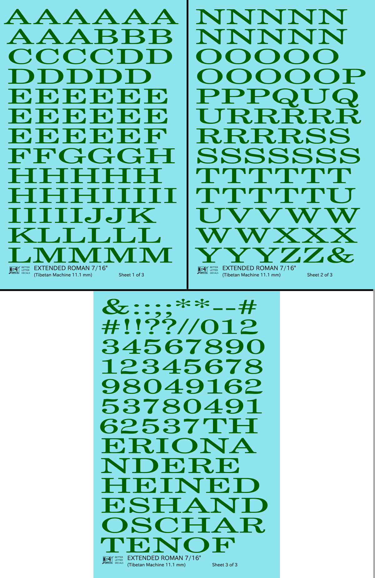 Extended Roman Letter Number Alphabet