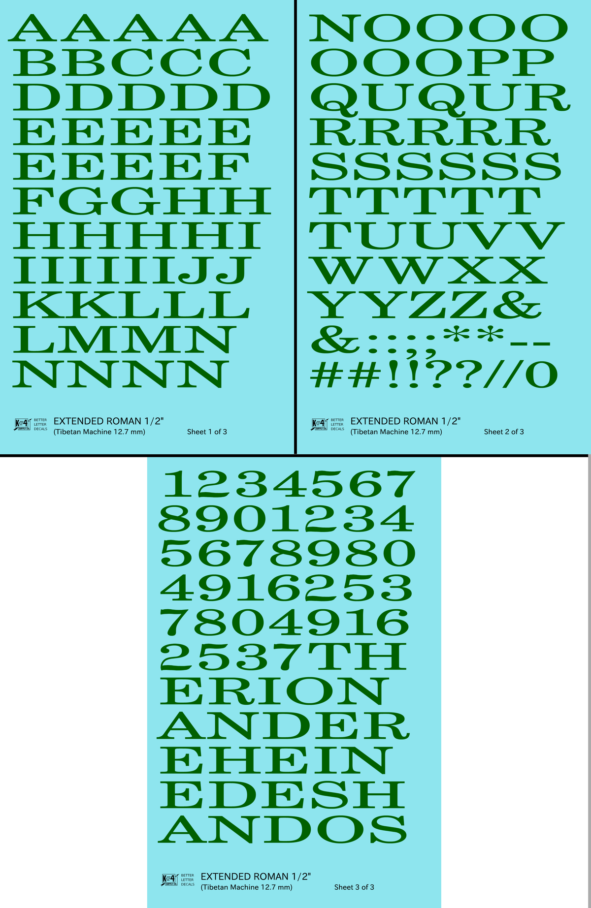 Extended Roman Letter Number Alphabet