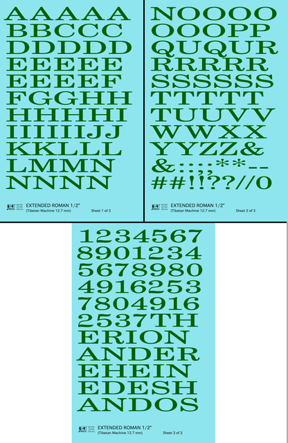 Extended Roman Letter Number Alphabet