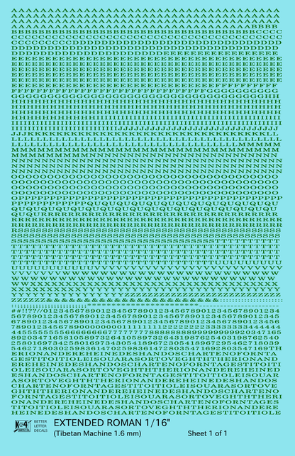 Extended Roman Letter Number Alphabet