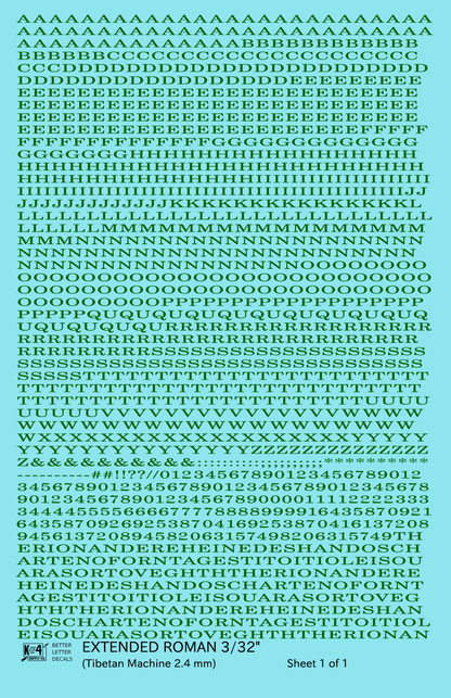 Extended Roman Letter Number Alphabet