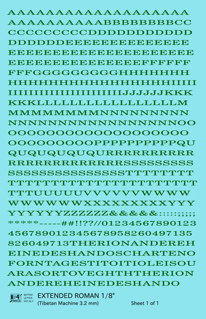 Extended Roman Letter Number Alphabet
