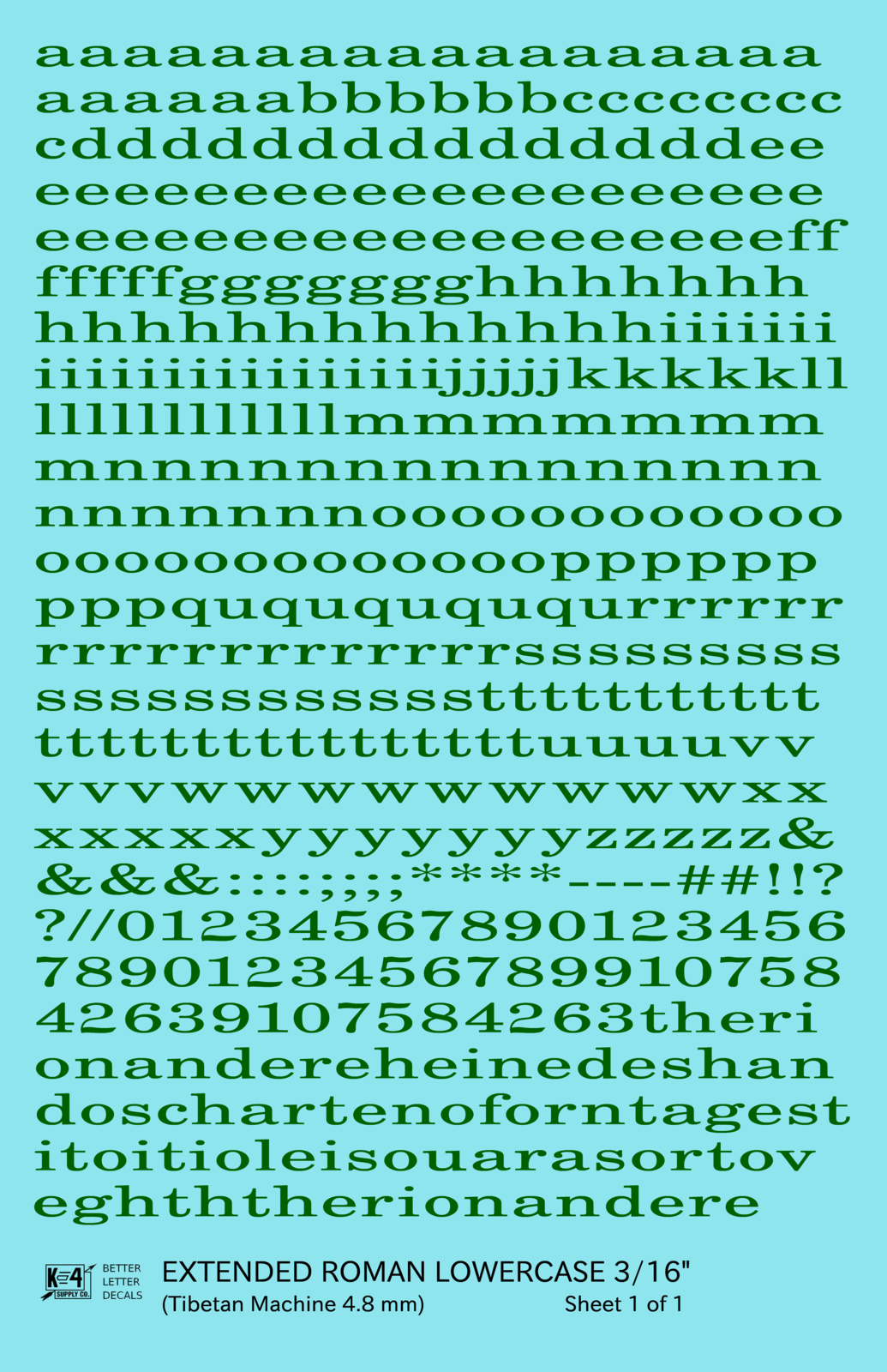 Lowercase Extended Roman Letter Number Alphabet