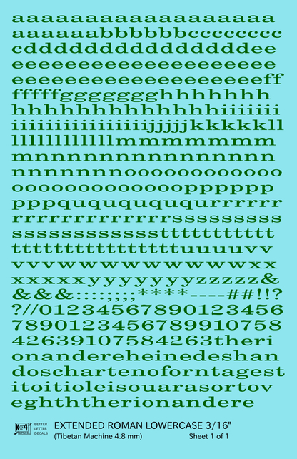 Lowercase Extended Roman Letter Number Alphabet