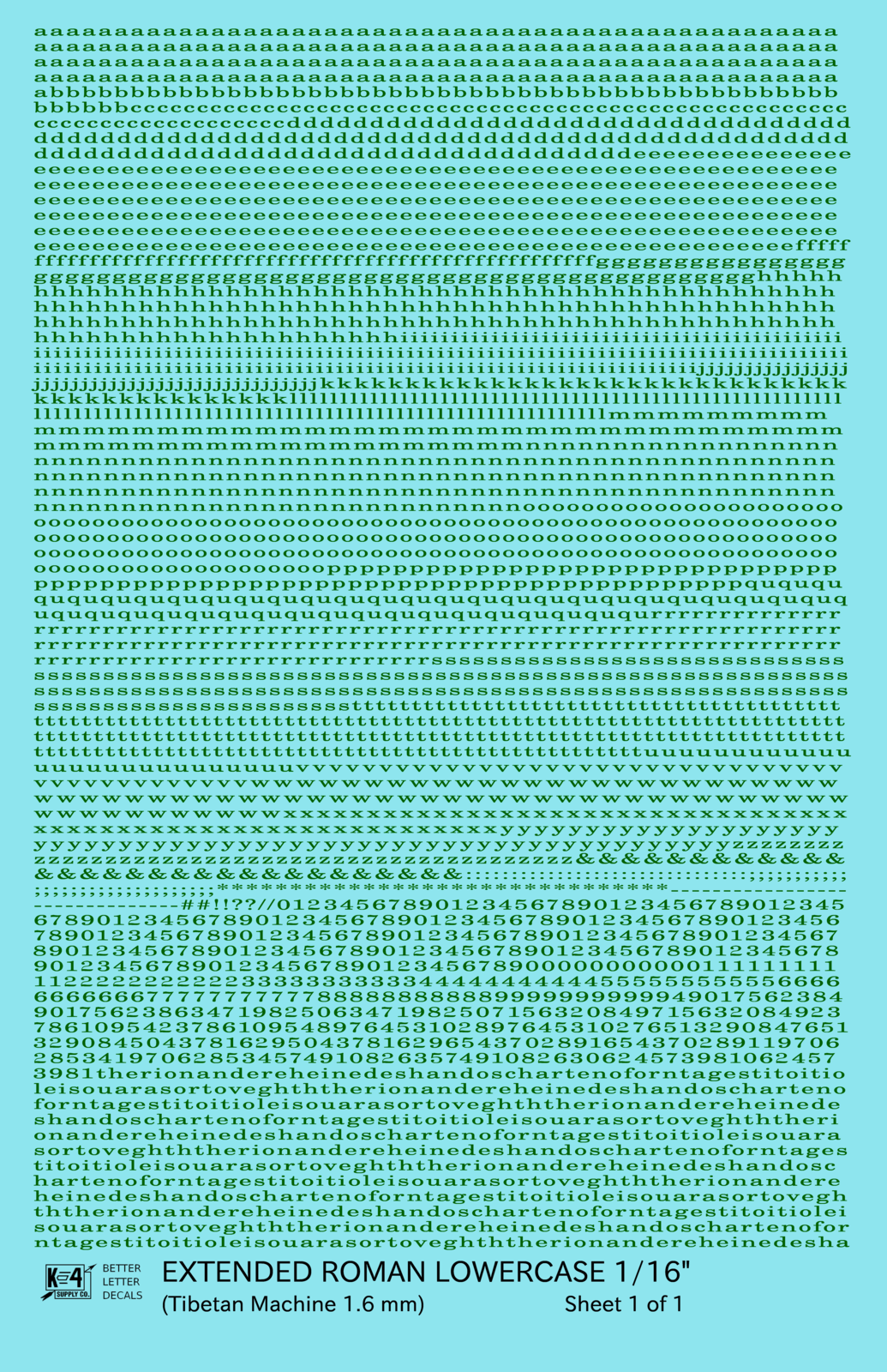 Lowercase Extended Roman Letter Number Alphabet