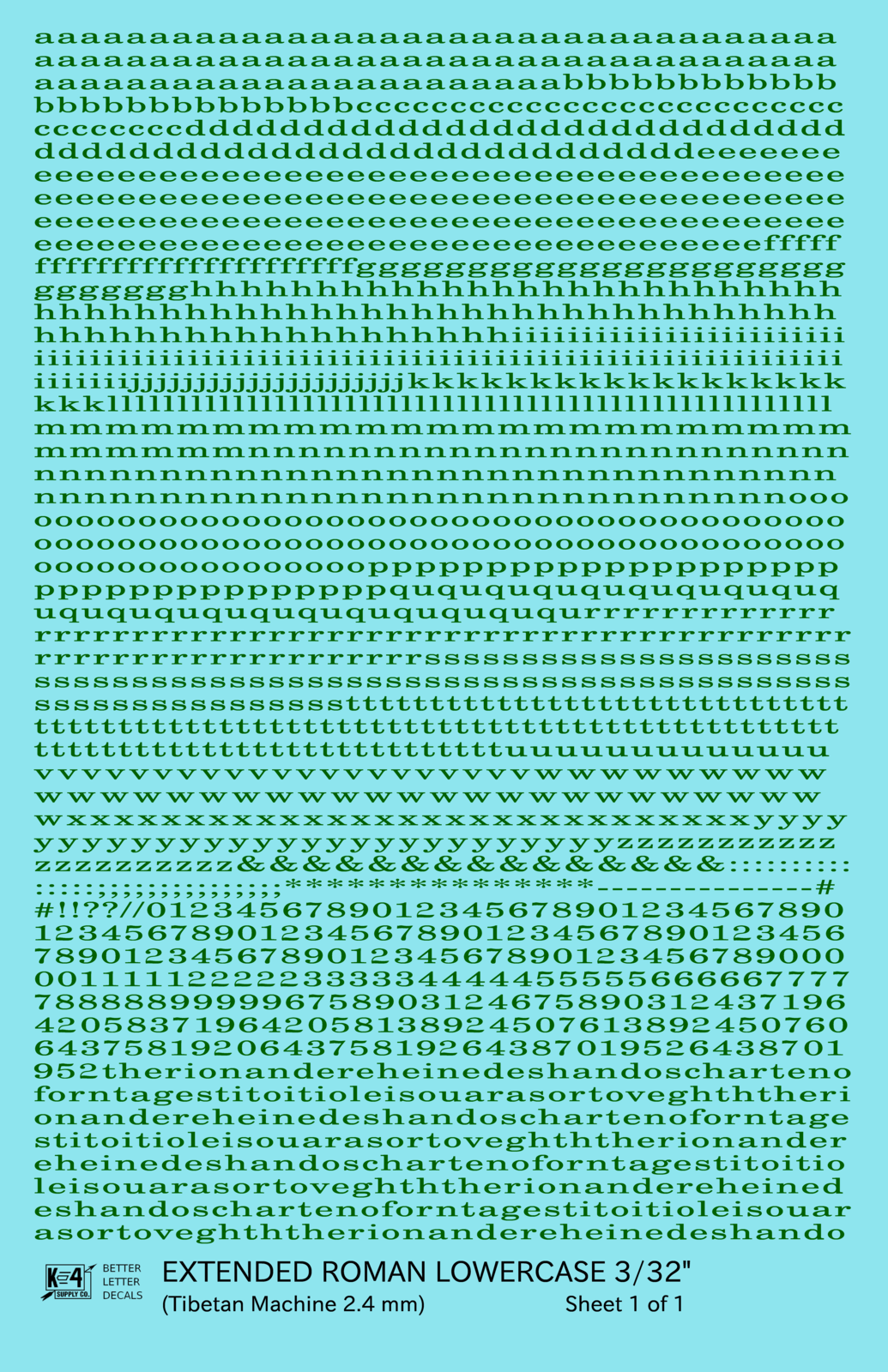 Lowercase Extended Roman Letter Number Alphabet