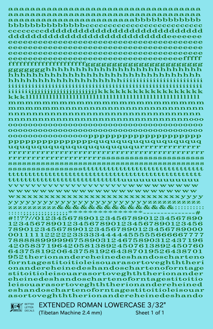 Lowercase Extended Roman Letter Number Alphabet