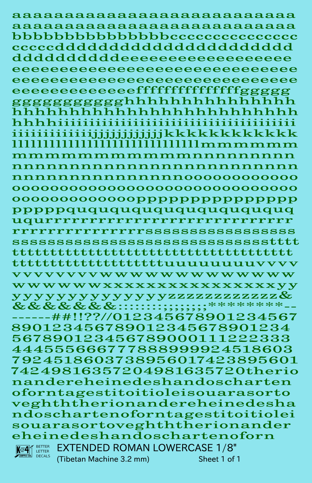 Lowercase Extended Roman Letter Number Alphabet