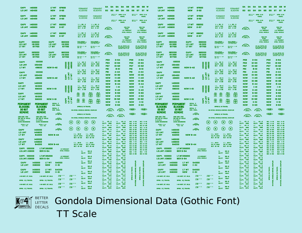Dimensional and Weight Data Gondola Gothic Font
