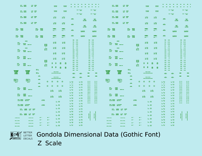 Dimensional and Weight Data Gondola Gothic Font