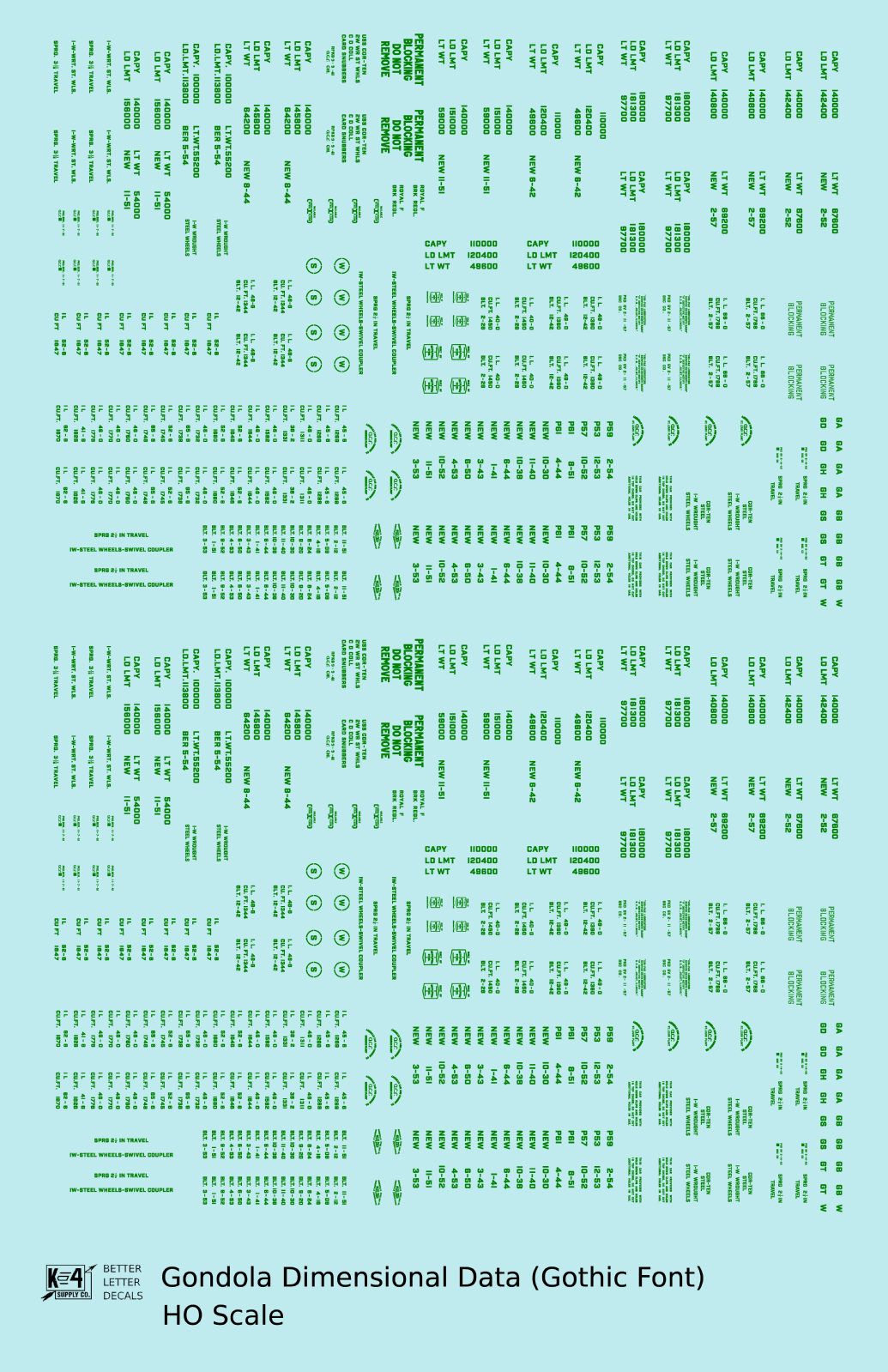 Dimensional and Weight Data Gondola Gothic Font