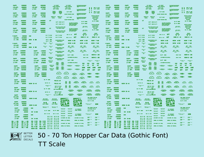 Dimensional and Weight Data 50 To 70 Ton Hopper Car Gothic Font