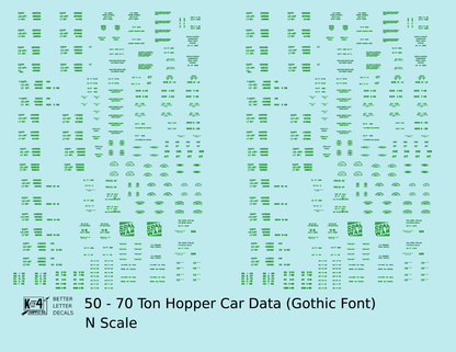 Dimensional and Weight Data 50 To 70 Ton Hopper Car Gothic Font