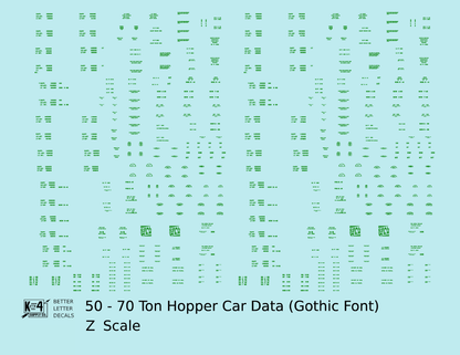 Dimensional and Weight Data 50 To 70 Ton Hopper Car Gothic Font