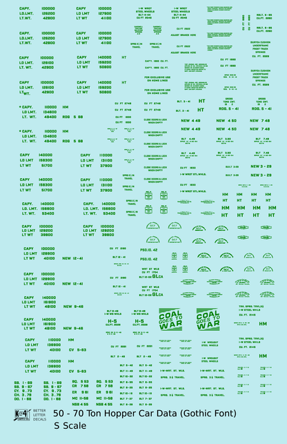 Dimensional and Weight Data 50 To 70 Ton Hopper Car Gothic Font