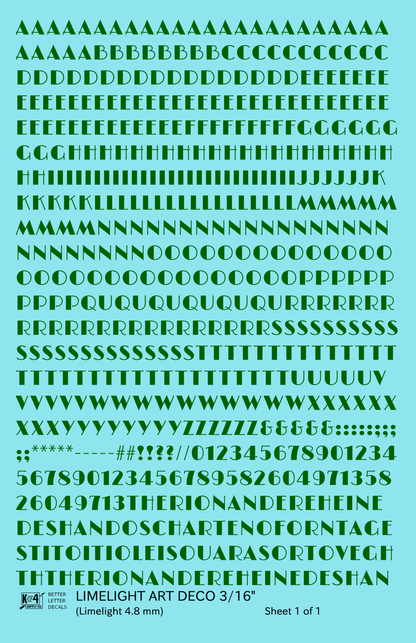 Limelight Art Deco Letter Number Alphabet