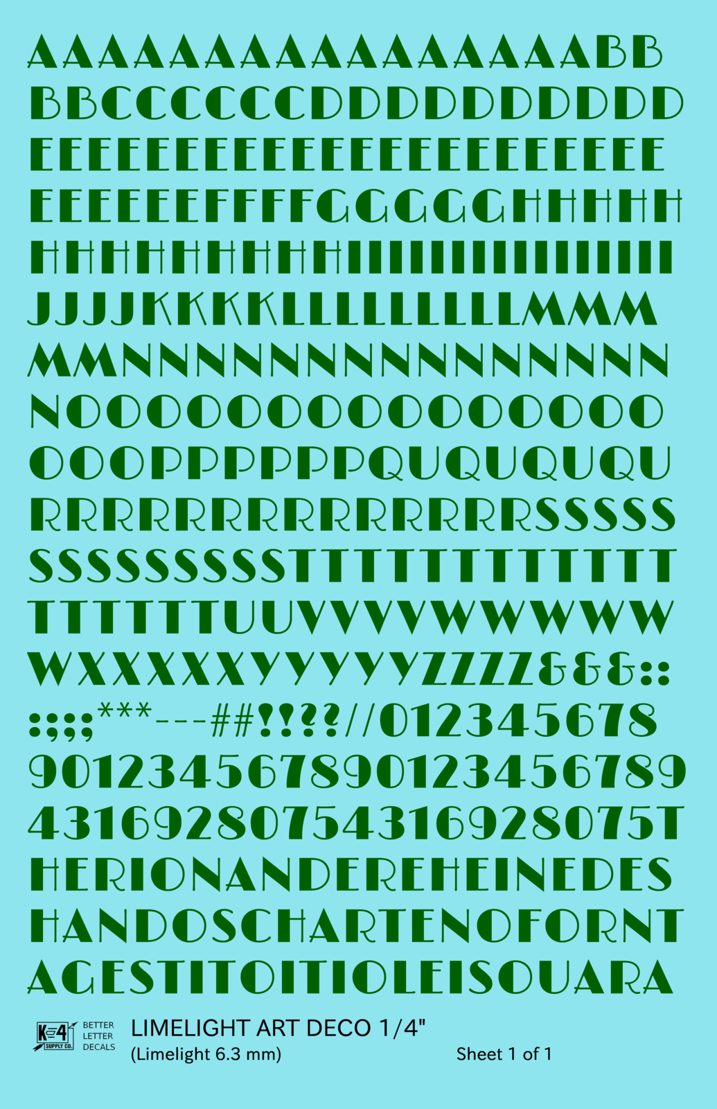 Limelight Art Deco Letter Number Alphabet