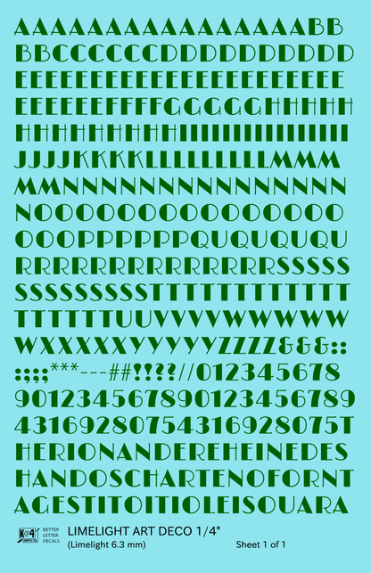 Limelight Art Deco Letter Number Alphabet