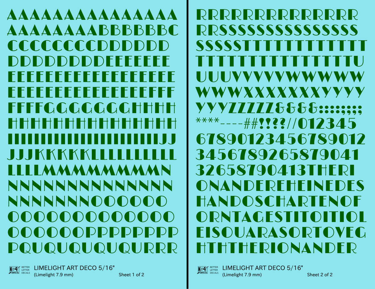 Limelight Art Deco Letter Number Alphabet