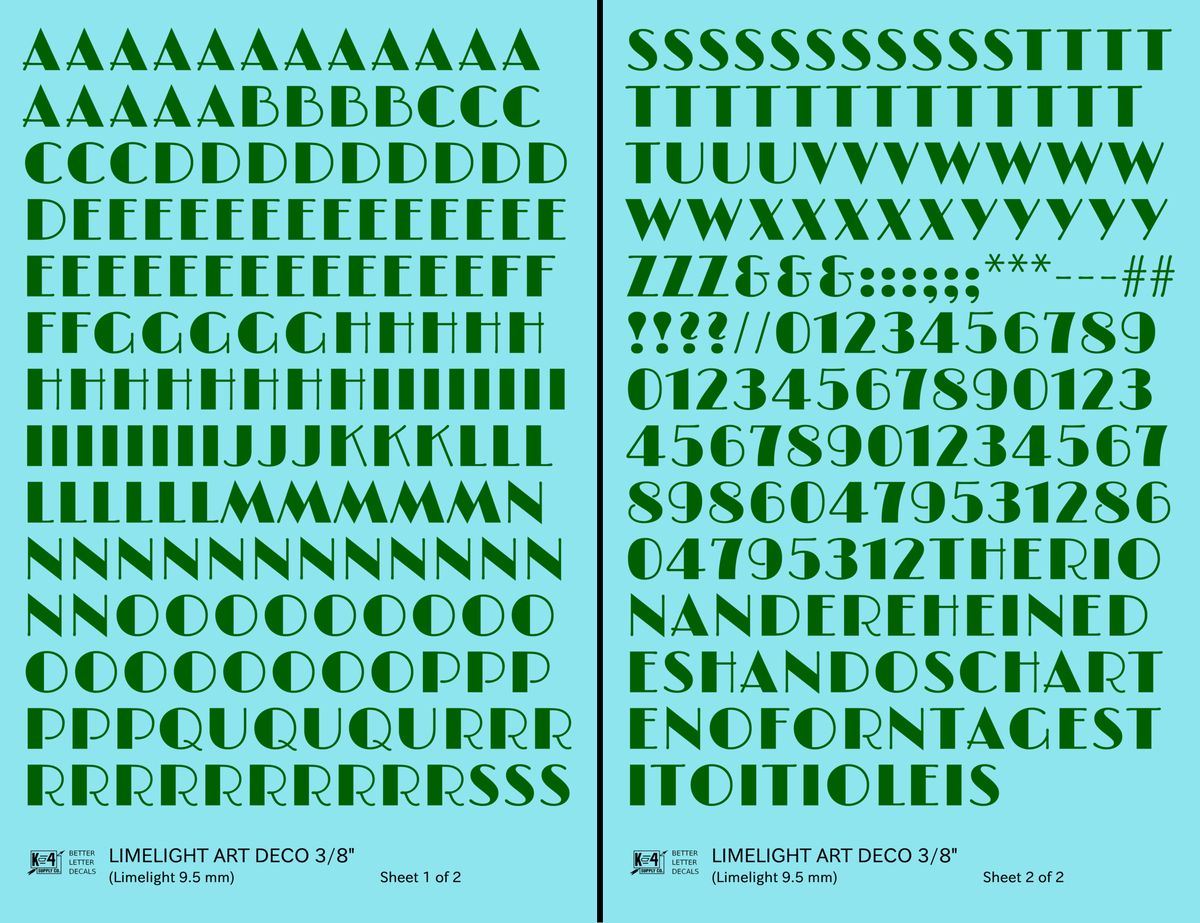 Limelight Art Deco Letter Number Alphabet