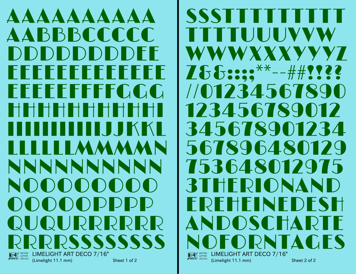 Limelight Art Deco Letter Number Alphabet