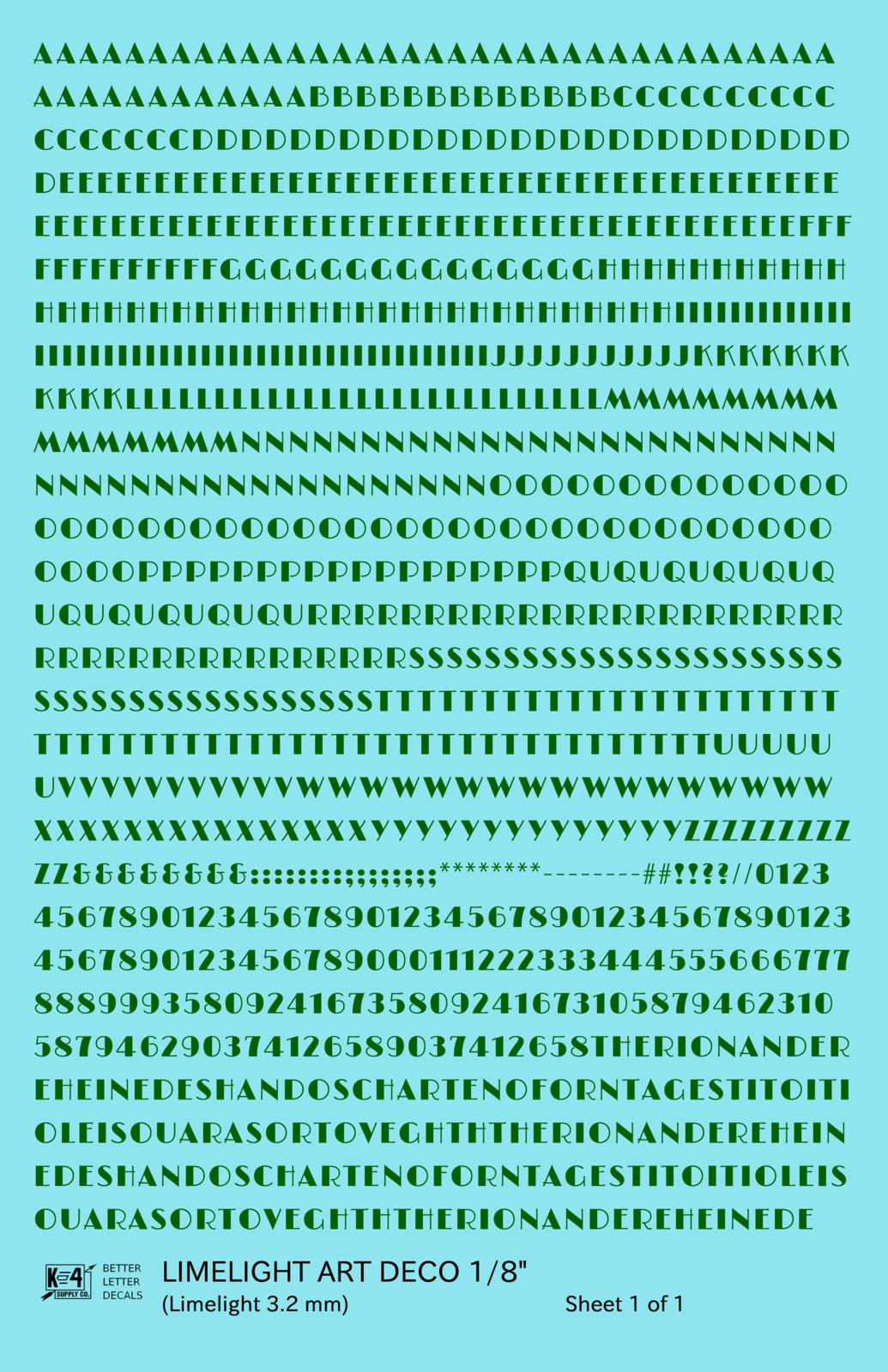 Limelight Art Deco Letter Number Alphabet