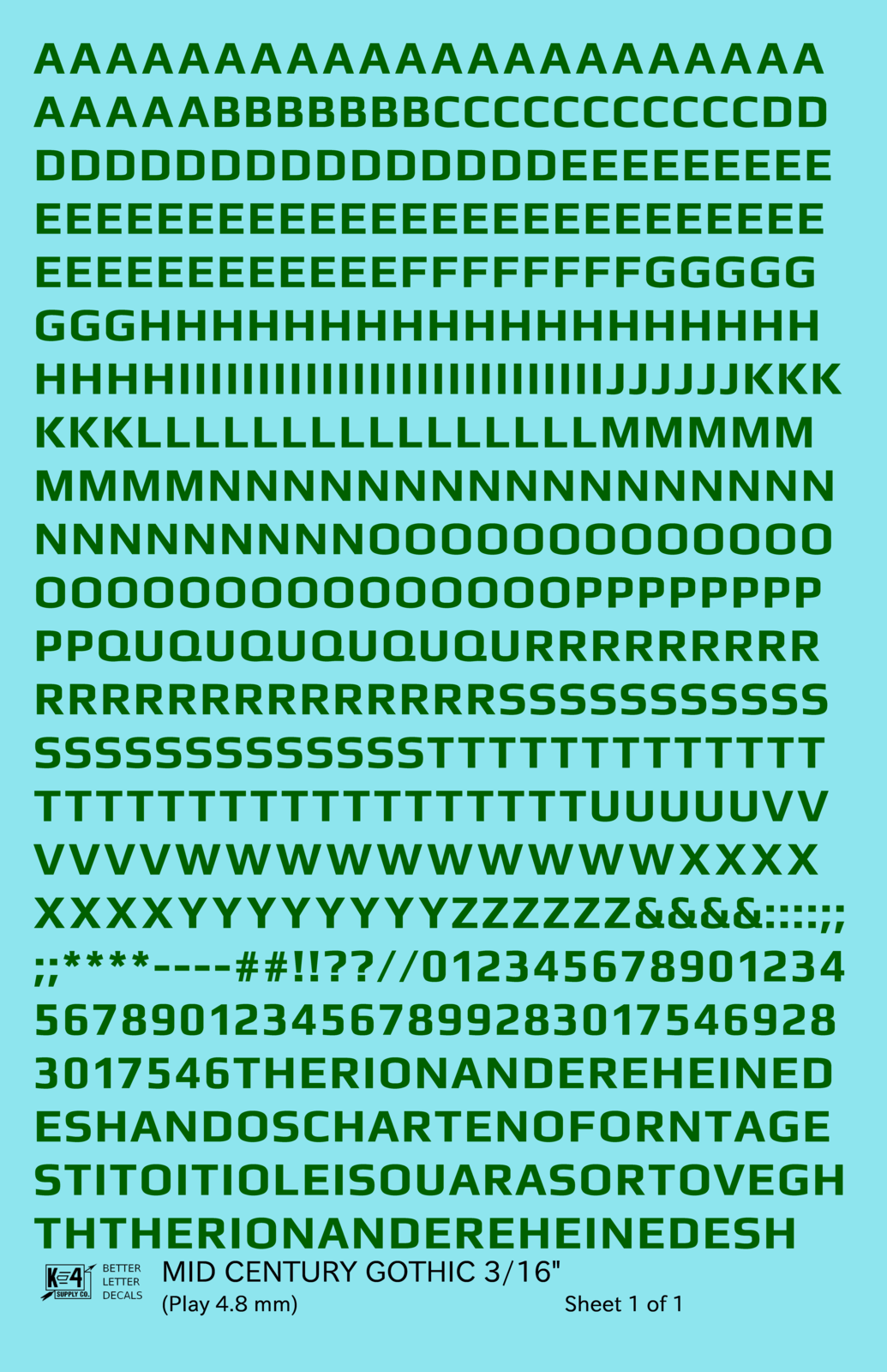Mid Century Gothic Letter Number Alphabet
