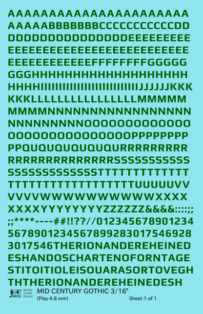 Mid Century Gothic Letter Number Alphabet